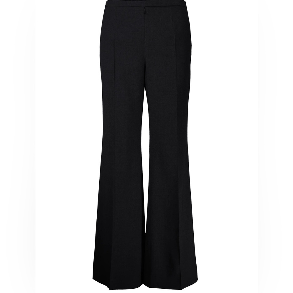 Marlowe wide leg high rise black wool trouser pants made in Italy